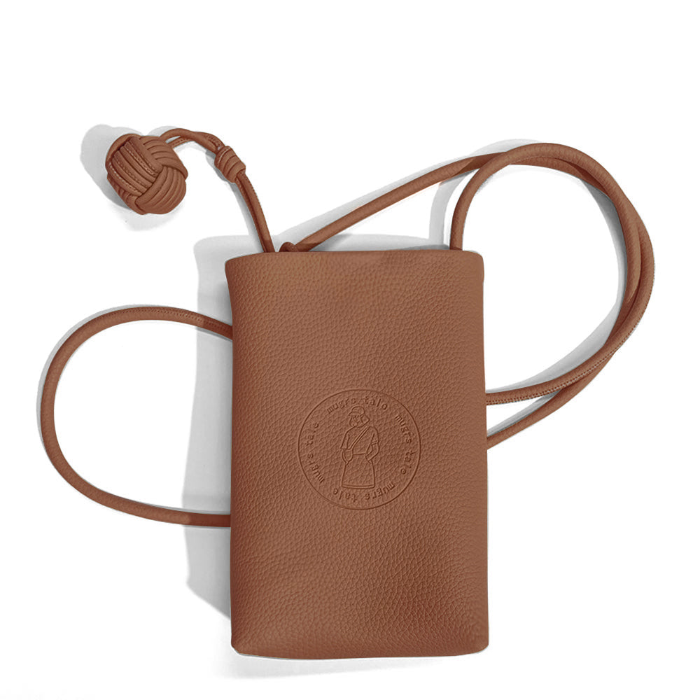 Mugrs classic brown vegan leather crossbody cell phone bag with embossed for women