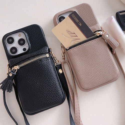 Mugrs IPhone Case Solid Color Anti-Drop Cover Diagonal Coin Purse