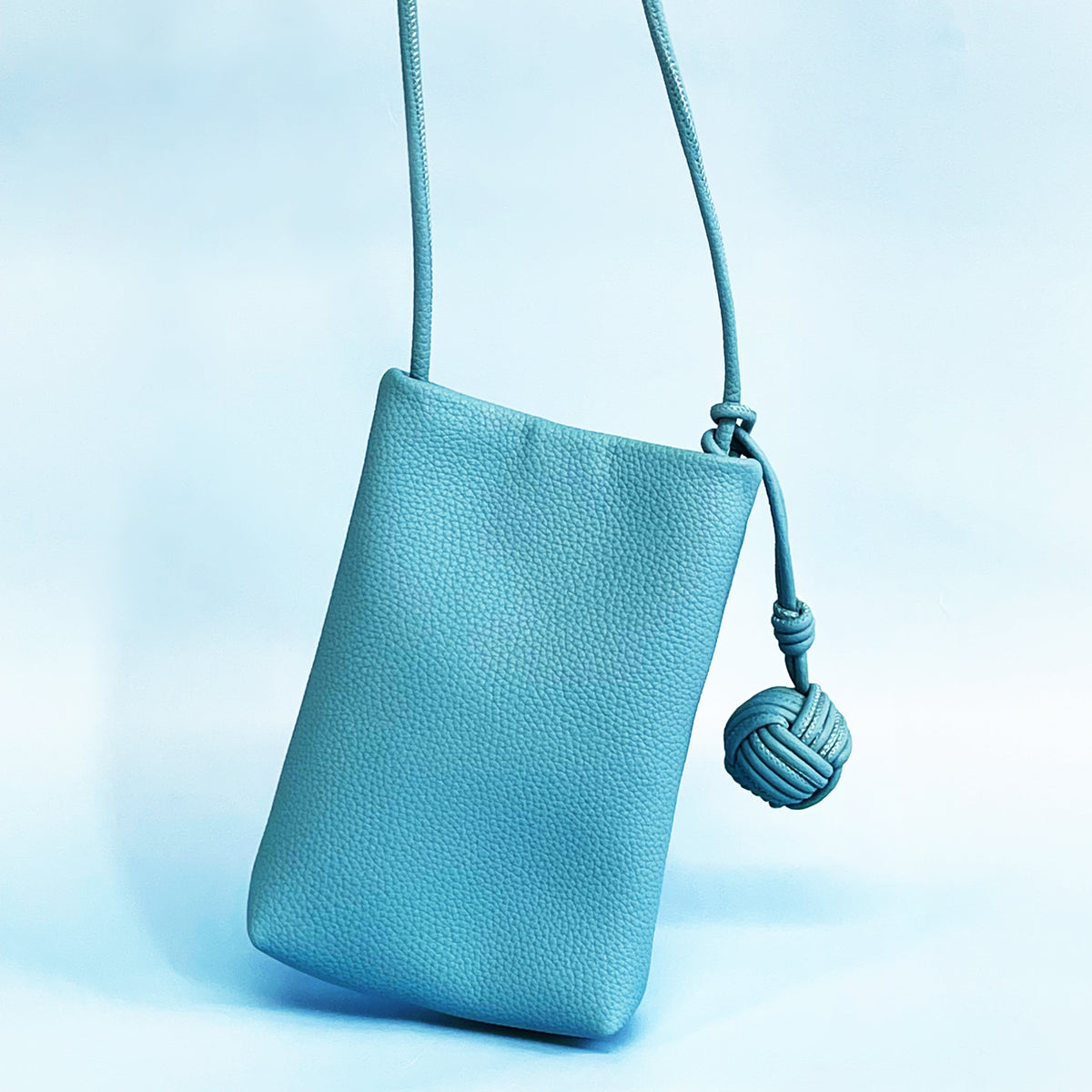 Mugrs classic light blue vegan leather crossbody cell phone bag with unembossed for women