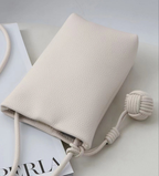 Mugrs cream vegan leather crossbody cell phone bag with embossed for women