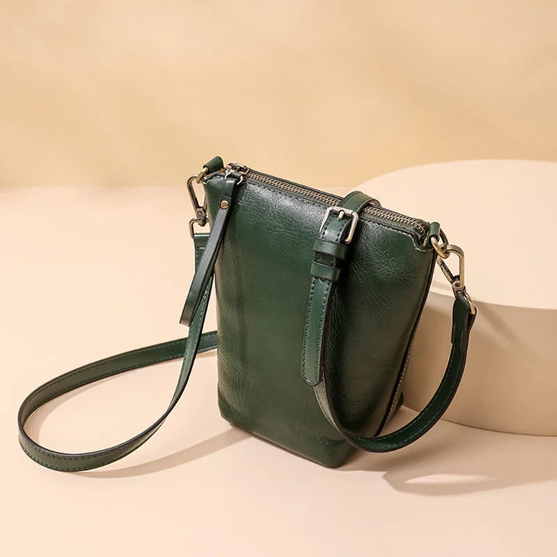 Mugrs™ Vintage Vegan Leather Bucket Phone Bag