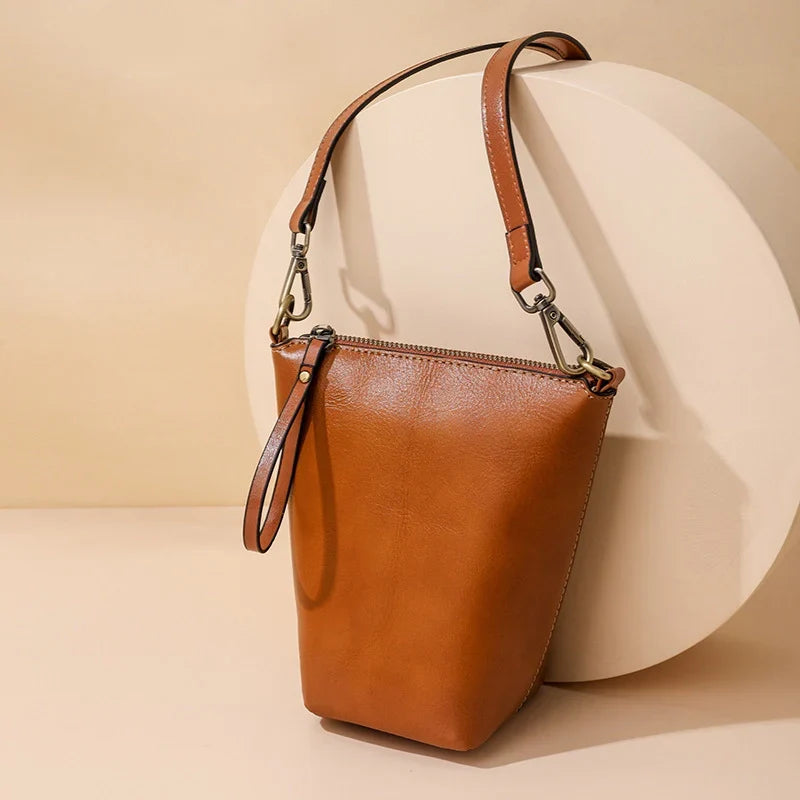 Mugrs™ Vintage Vegan Leather Bucket Phone Bag
