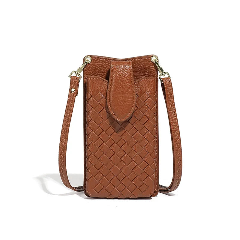 Mugrs luxury Claire woven crossbody phone bag with artisanal weave