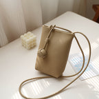 Mugrs classic tan vegan leather crossbody phone bag with embossed for women