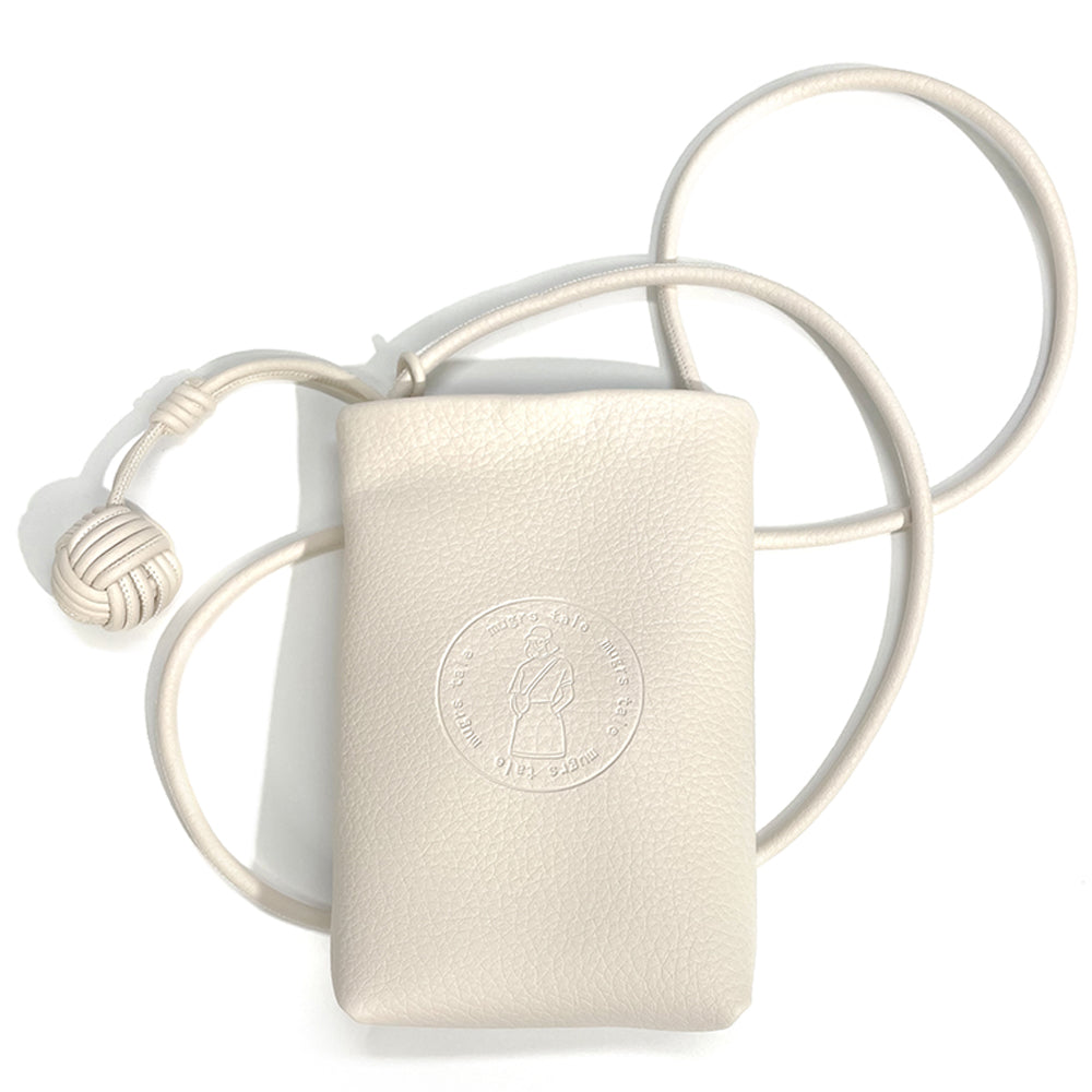 Mugrs classic cream vegan leather cell phone crossbody bag with embossed