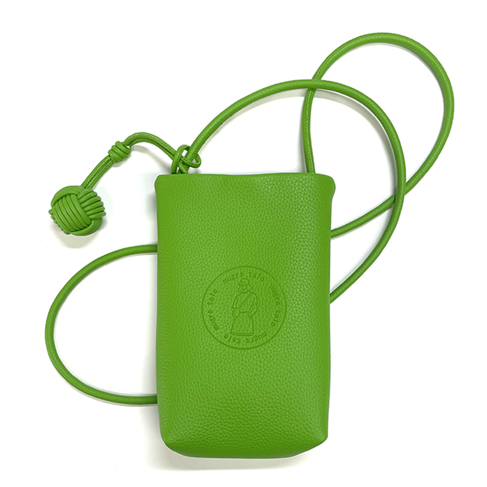 Mugrs classic grass green vegan leather crossbody cell phone bag with embossed for women