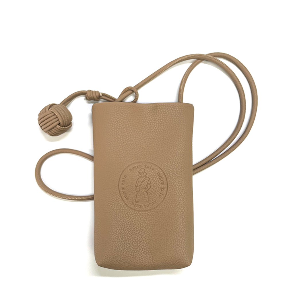 Mugrs classic tan vegan leather crossbody cell phone bag with embossed for women