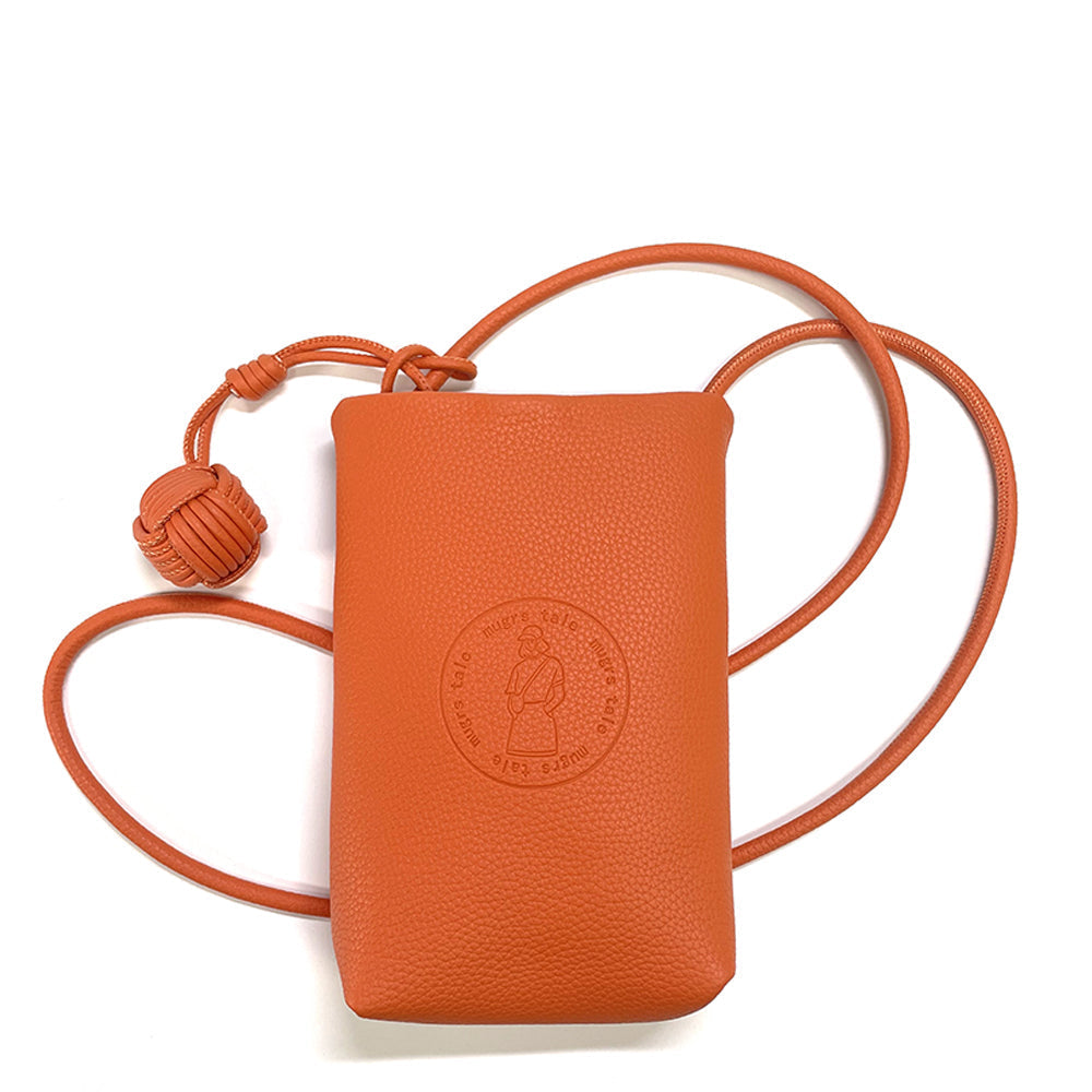 Mugrs classic orange vegan leather crossbody cell phone bag with embossed for women