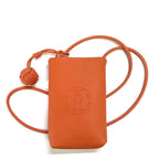Mugrs classic orange vegan leather crossbody cell phone bag with embossed for women