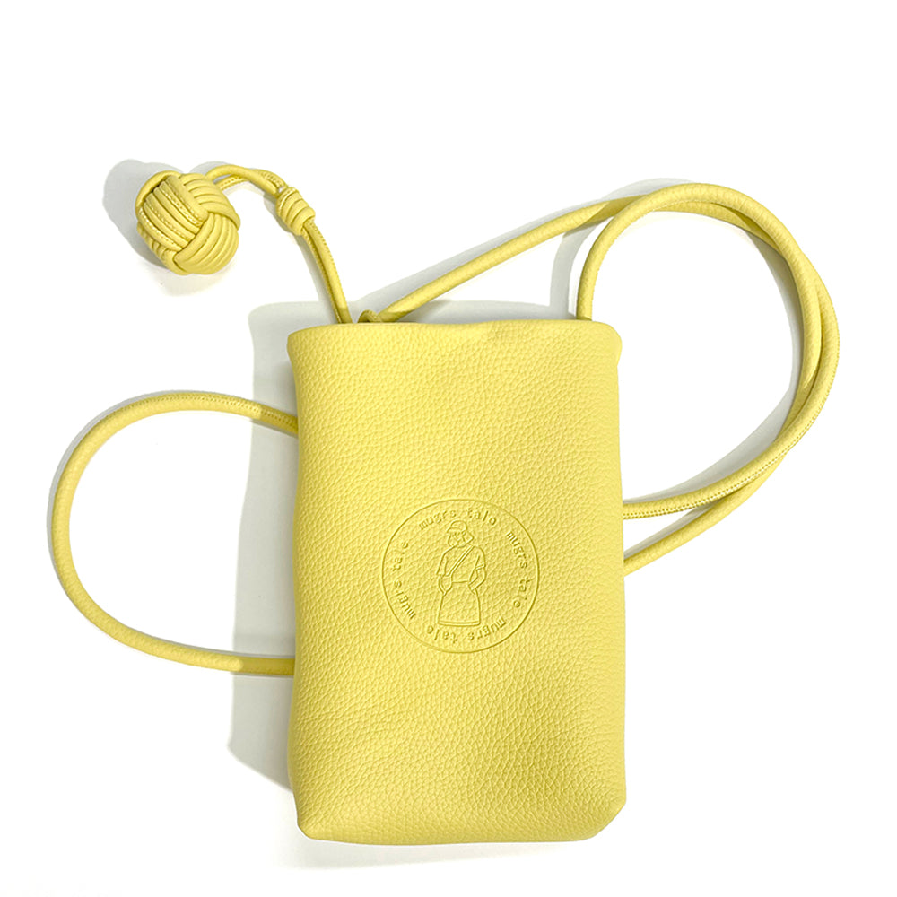 Mugrs classic light yellow vegan leather crossbody cell phone bag with embossed for women