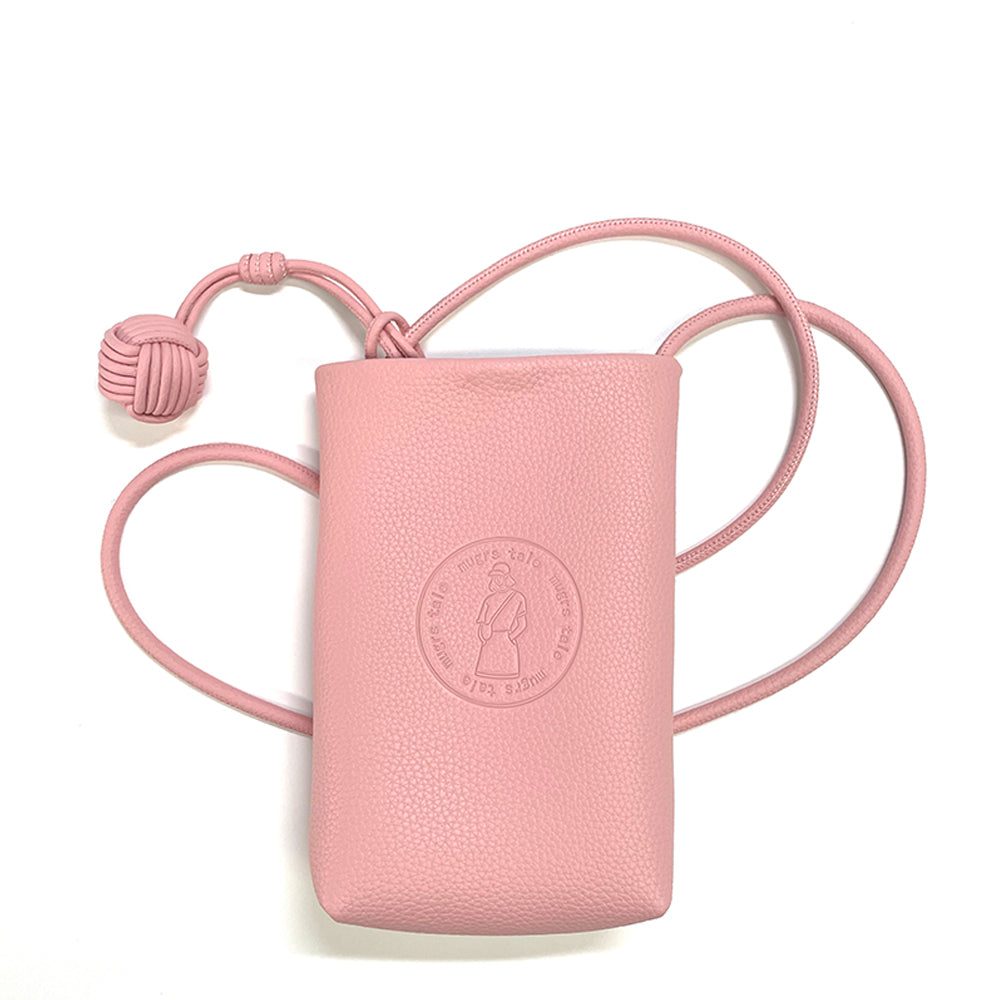 Mugrs classic pink vegan leather crossbody cell phone bag with embossed