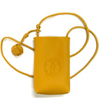 Mugrs classic bee yellow vegan leather crossbody cell phone bag with embossed for women