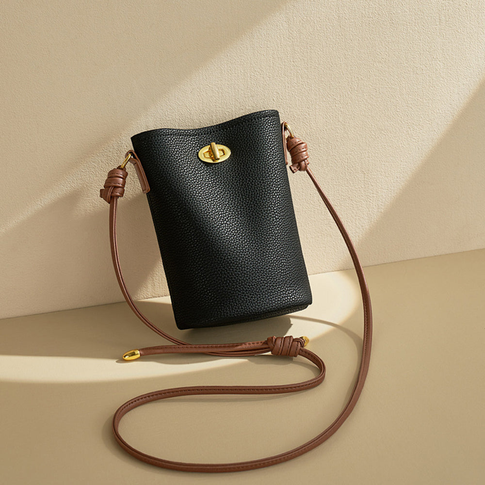 Mugrs™ Bucket Bag, Pure Vegetable Vegan Leather Crossbody Bag-Black