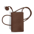 Mugrs classic coffee vegan leather crossbody cell phone bag with embossed for women