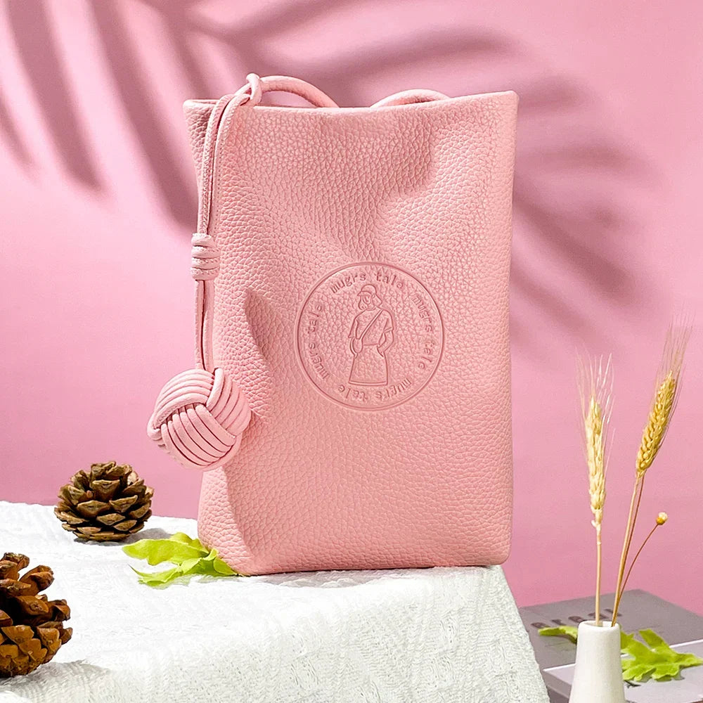 mugrs pink vegan leather crossbody cell phone bag for women